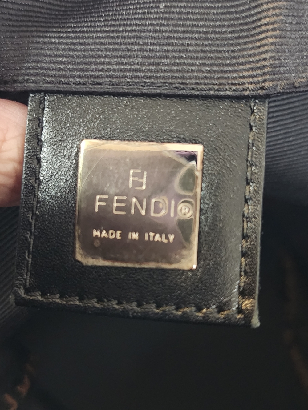 Fendi Navy and Gold Logo Bucket Bag - Picture 4 of 6